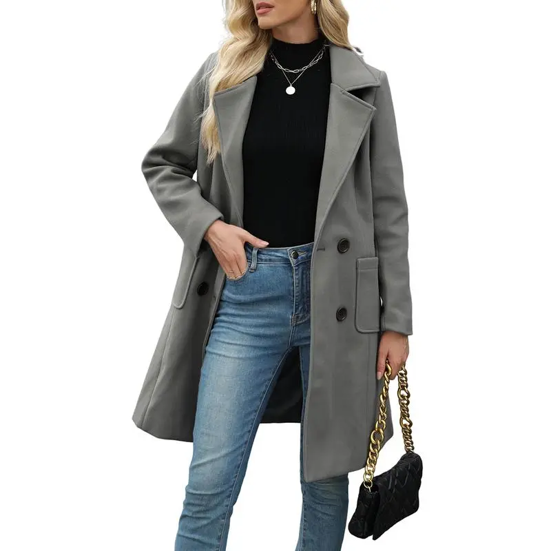 Women Winter Wool Blend Camel Mid-Long Coat