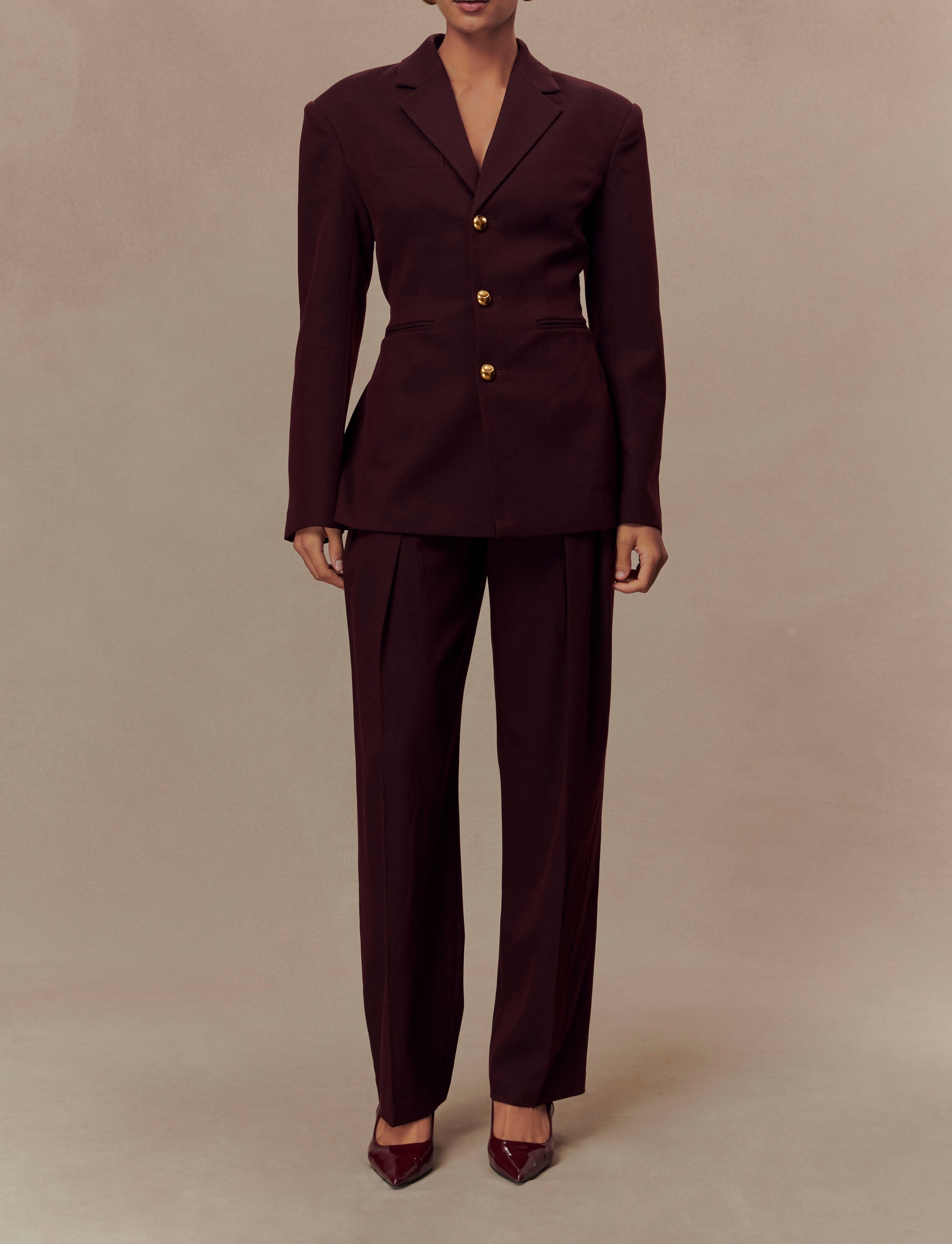 Mahogany Pleated High Waisted Pants