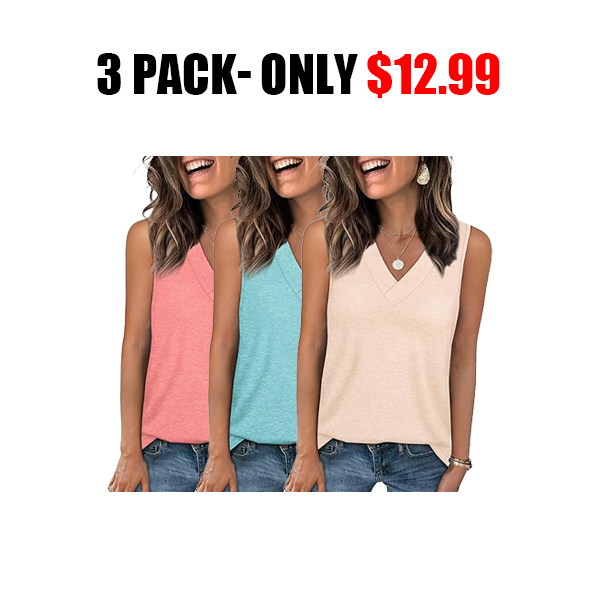 🎁✨Women's Sleeveless V-Neck Slimming Loose Fit Casual Tank Top T-Shirt