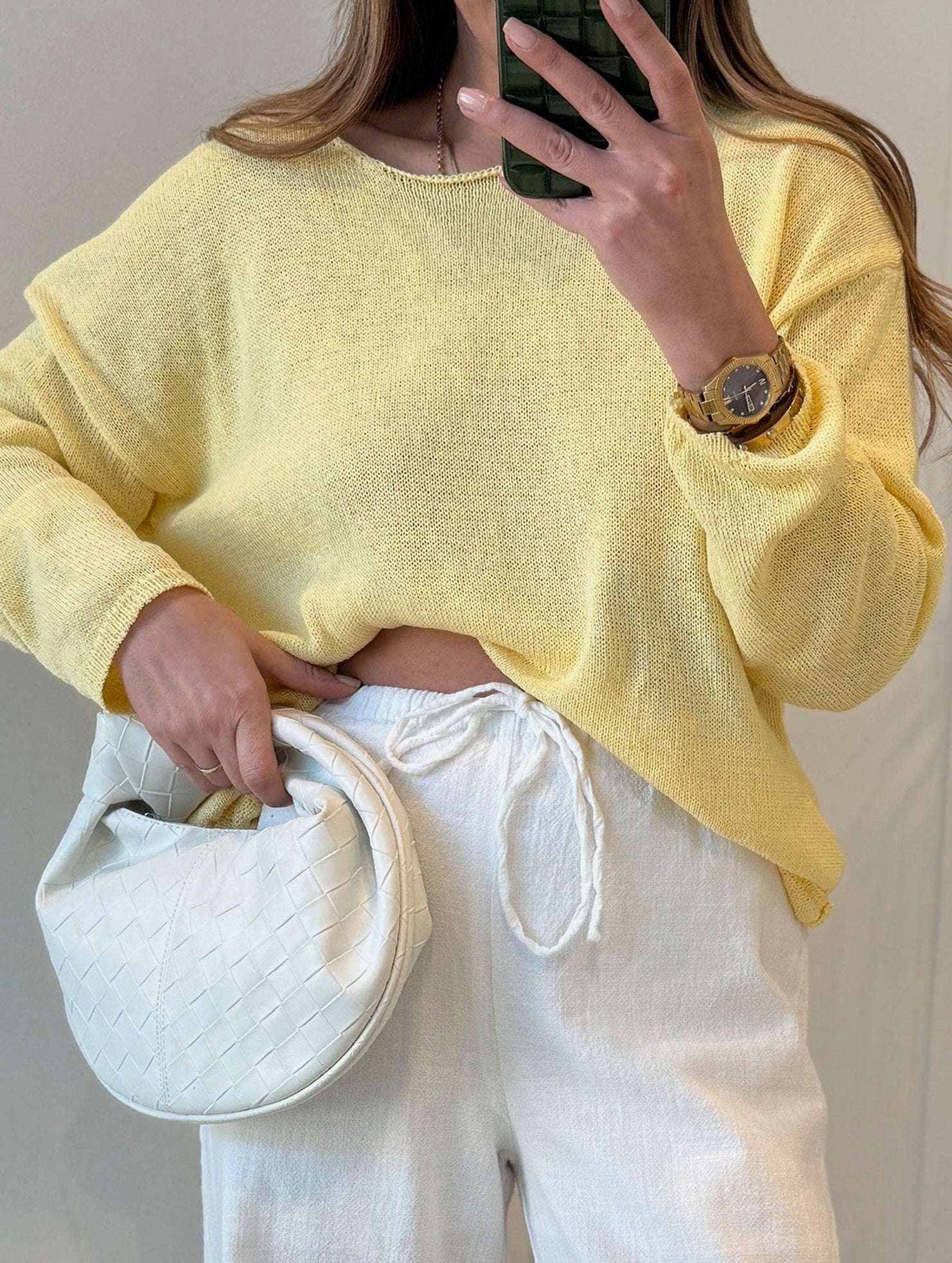 Solid Color Loose Crew Neck Knit Sweater
