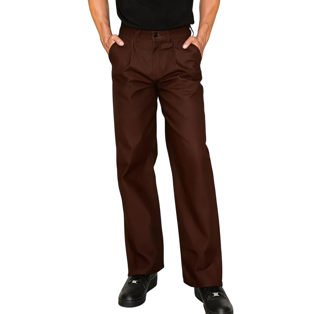 Pleated Raw Denim Baggy Fit Jeans