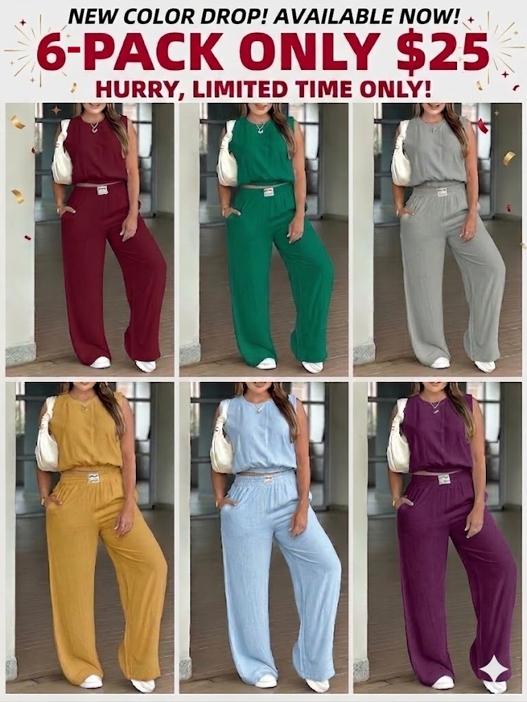 Women's 2-Piece Solid Color Tank Top & Wide Leg Pants Set