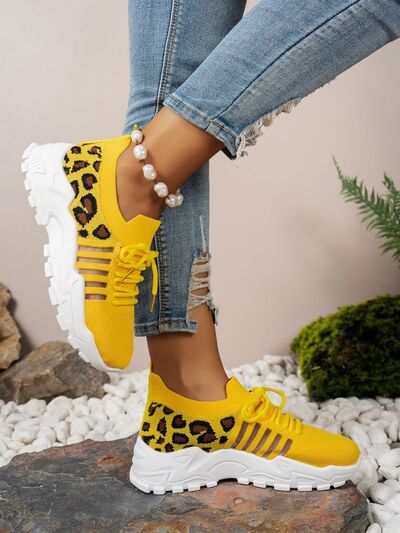 Cutout Leopard Lace Up Mesh Athletic (multiple color options)