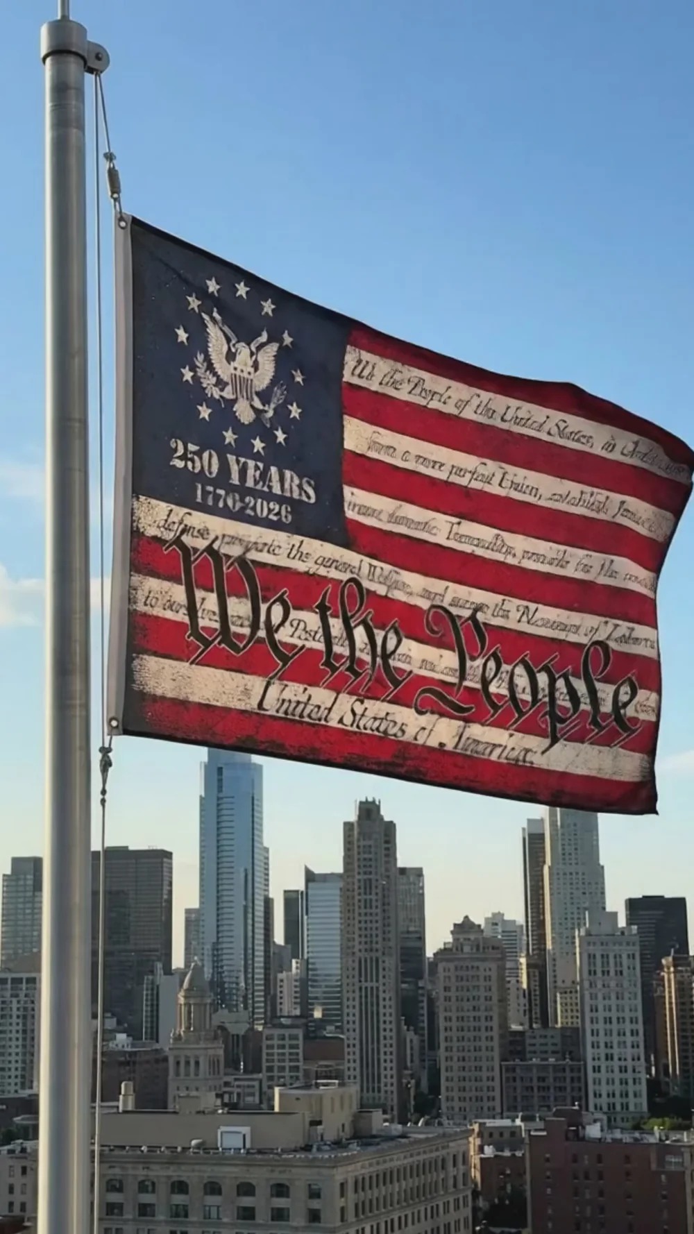 We The People Double-Sided House Flag – 250 Years of Freedom Patriotic