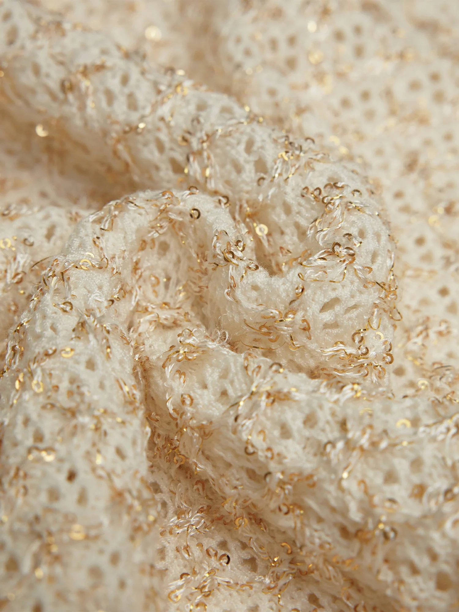 Mulberry Silk Openwork Sequin Knitted T-Shirt