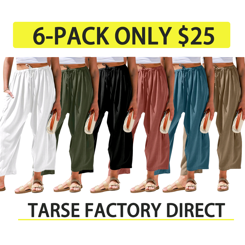 TARSE Women’s Breathable Linen Pants – Wide Leg, Loose Fit, with Pockets – Perfect for Summer, Travel, and Relaxed Looks
