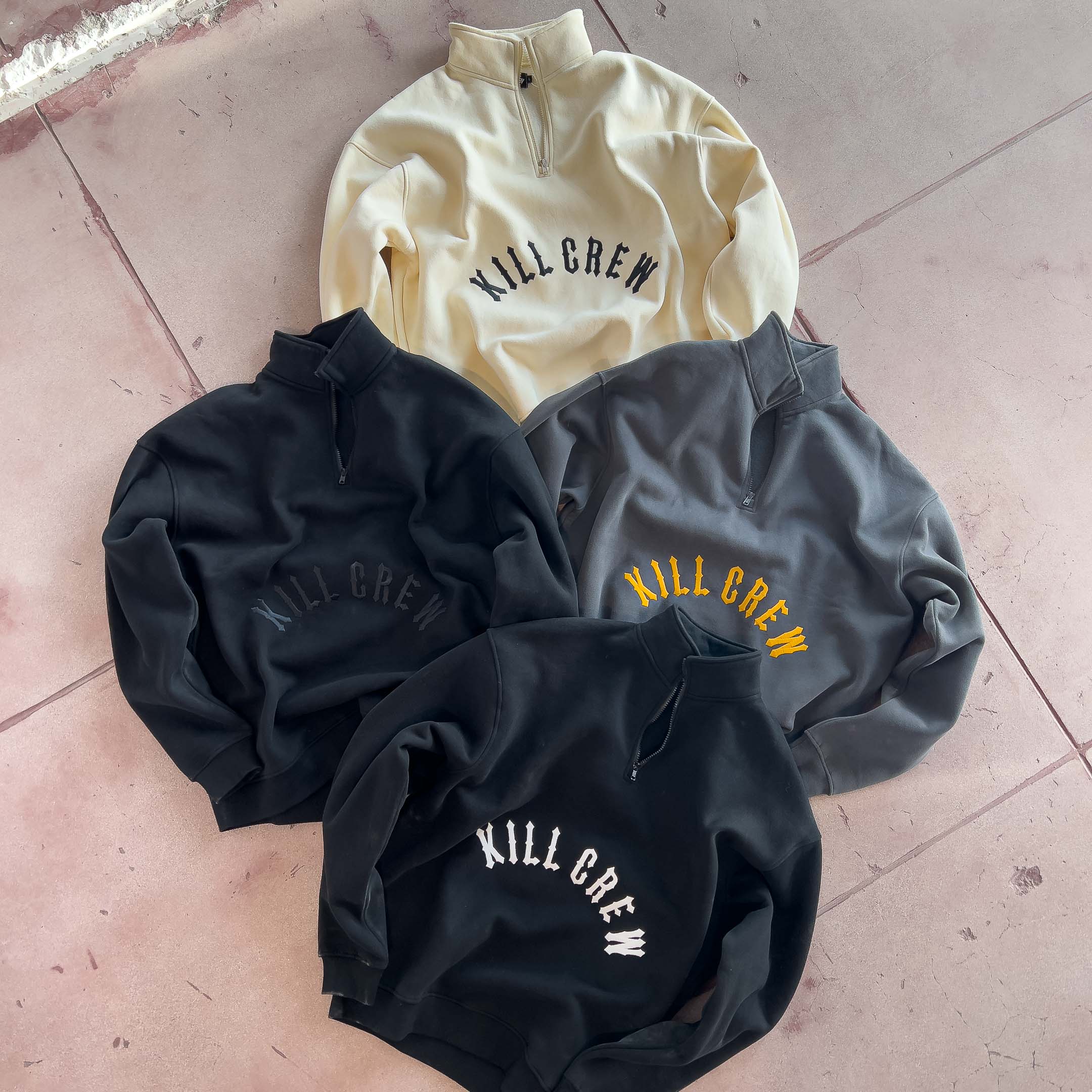 KILL CREW LUX QUARTER ZIP UP - BLACK / WHITE