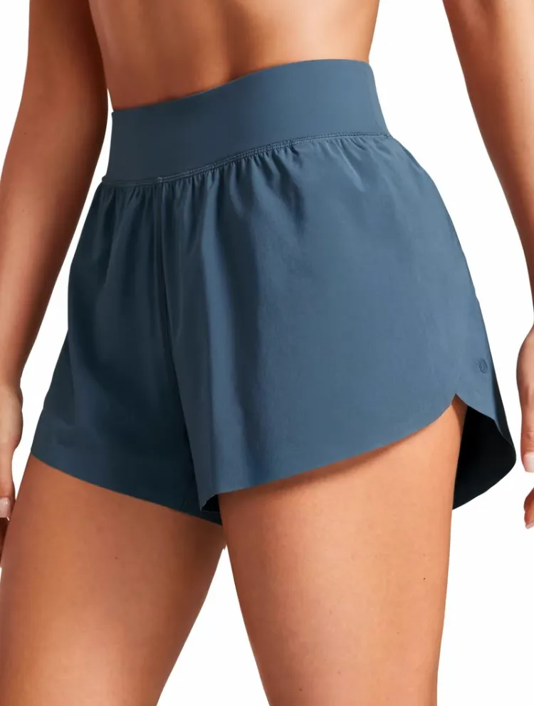 Women's High-Waisted Dolphin Running Shorts –Quick-Dry with Mesh Liner
