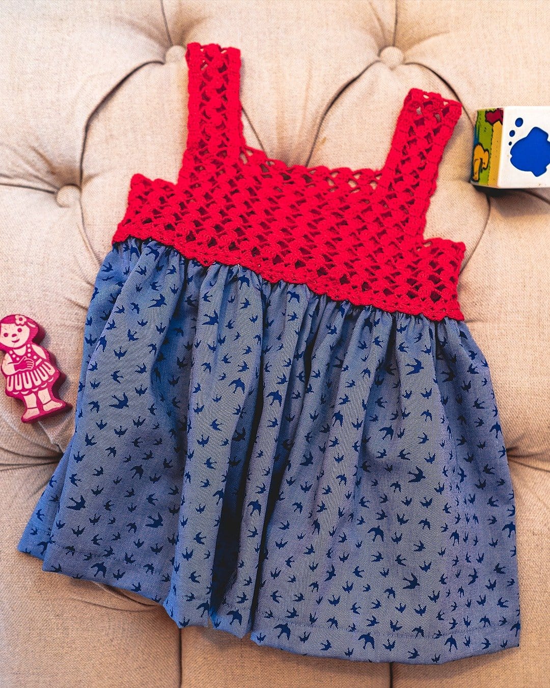 Red Birdy Cotton Dress