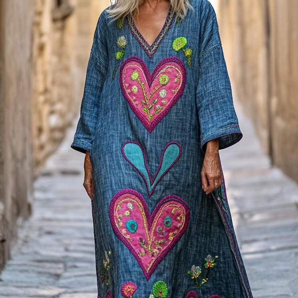 Vintage Hippie Loose Linen Dress ac38