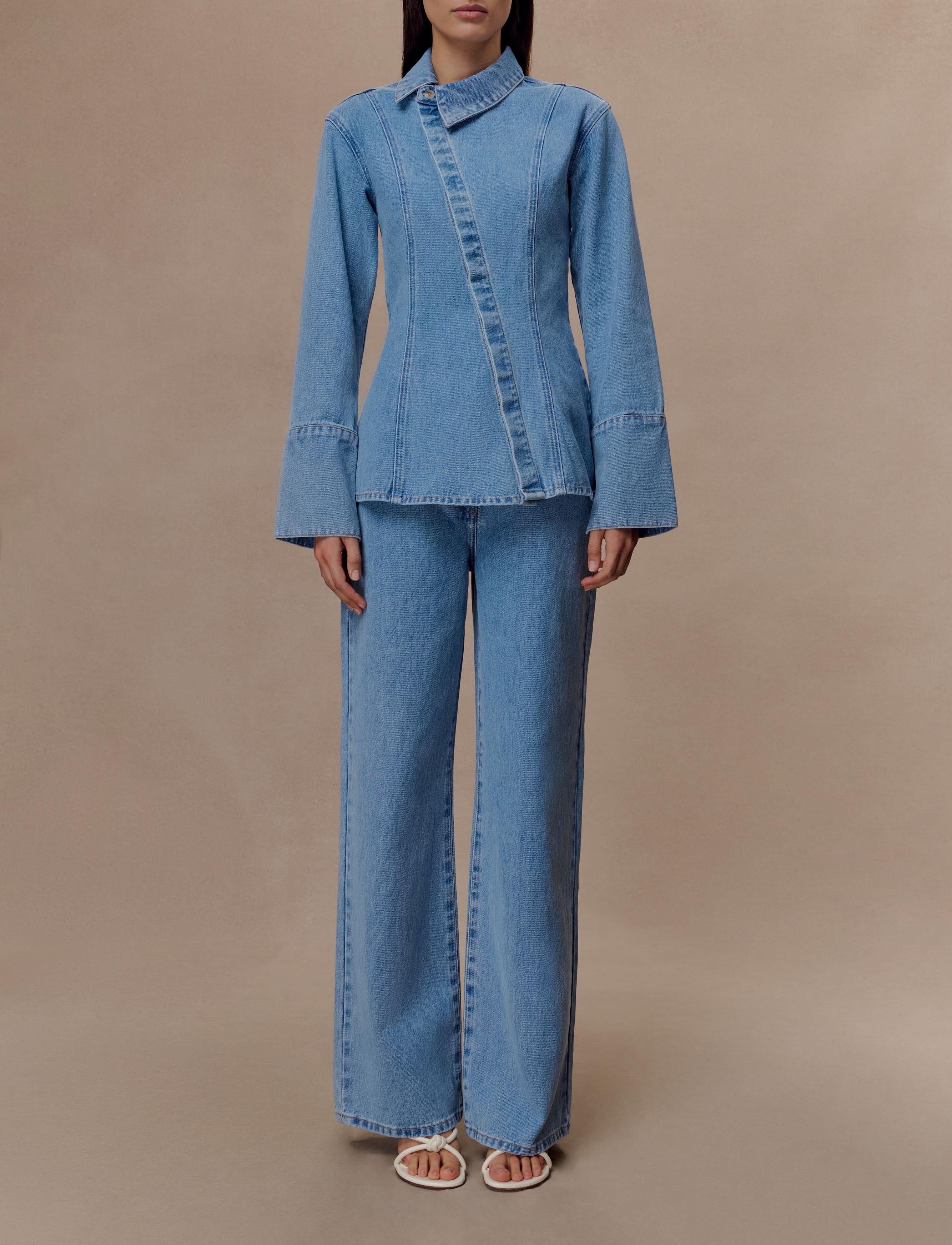 Blue Mid Rise Denim Jeans