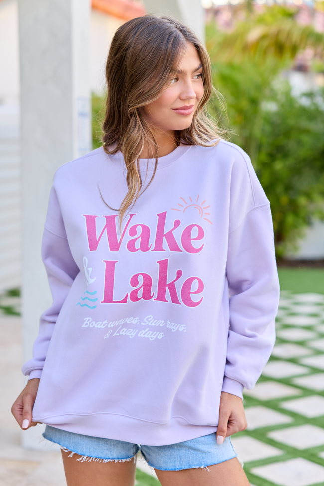 Wake & Lake Purple Graphic Sweatshirt