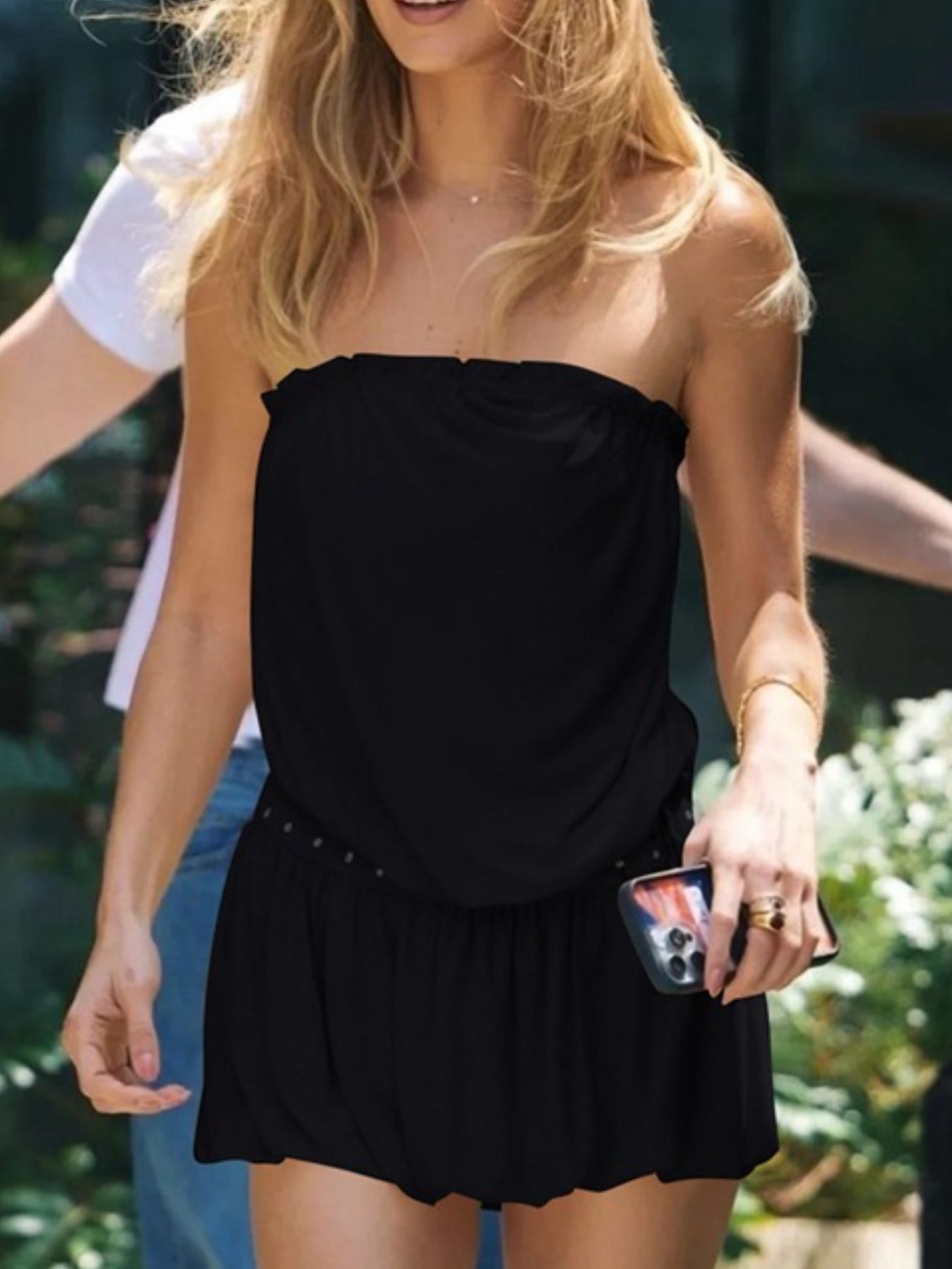 Frill Strapless Mini Dress