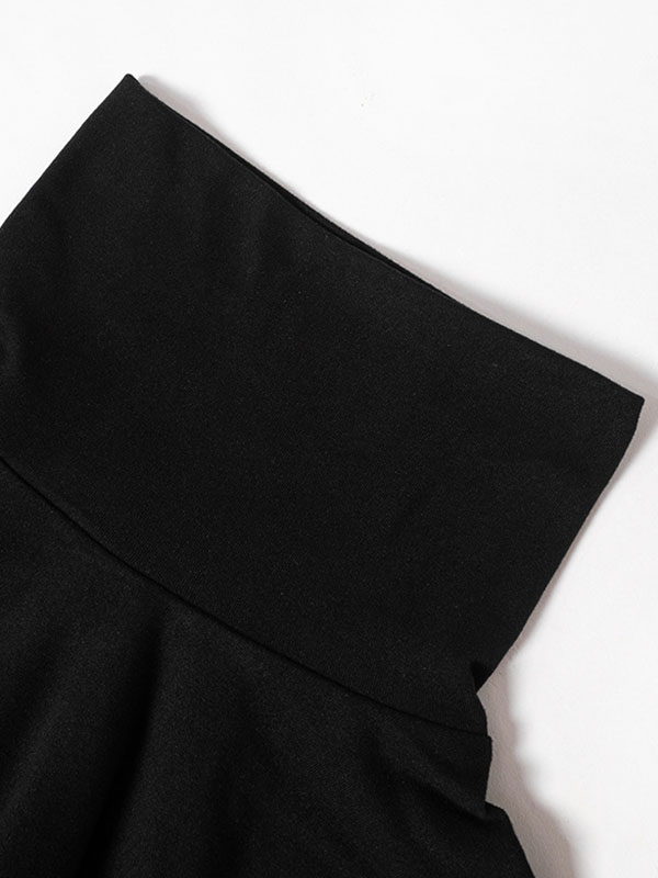 Solid Color Split-Joint Bodycon Long Sleeves High Neck Maxi Dresses