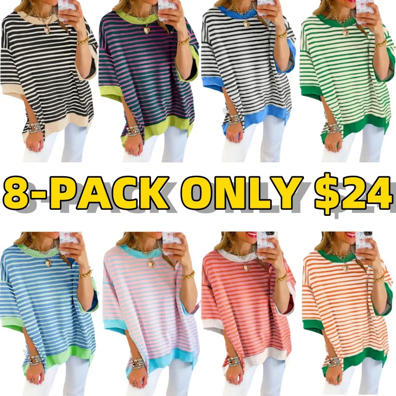 Womens Oversized Striped Color Block Tees (Just $3 Each!)