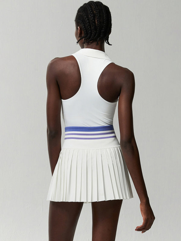 High-Waist Threaded Quick-Dry Sports Skirt With Built-In Shorts