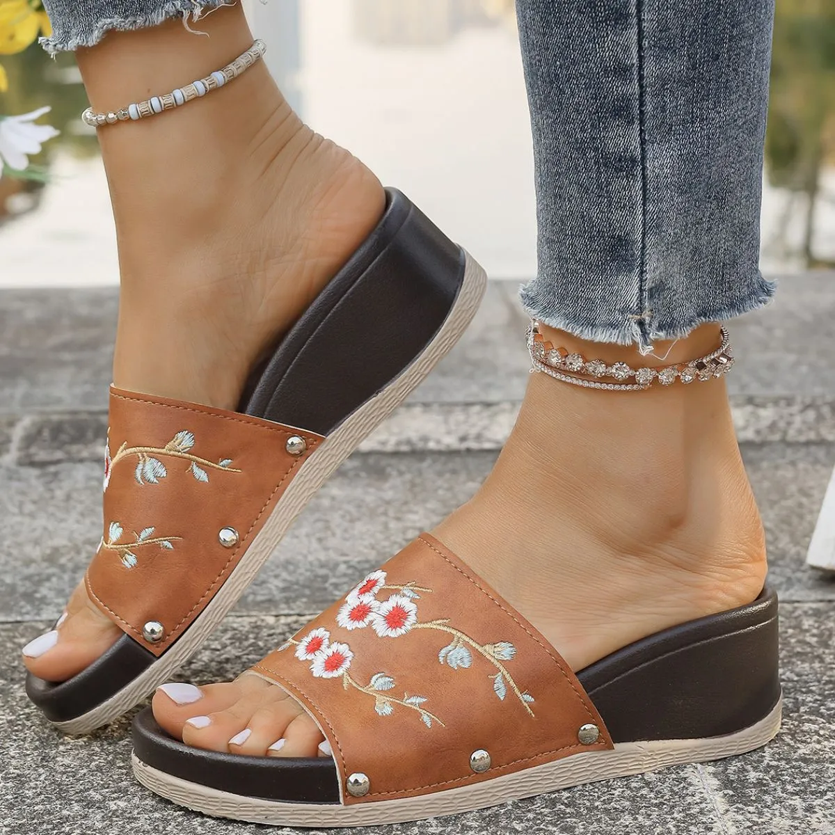 Open Toe Wedge Sandals (multiple color options)
