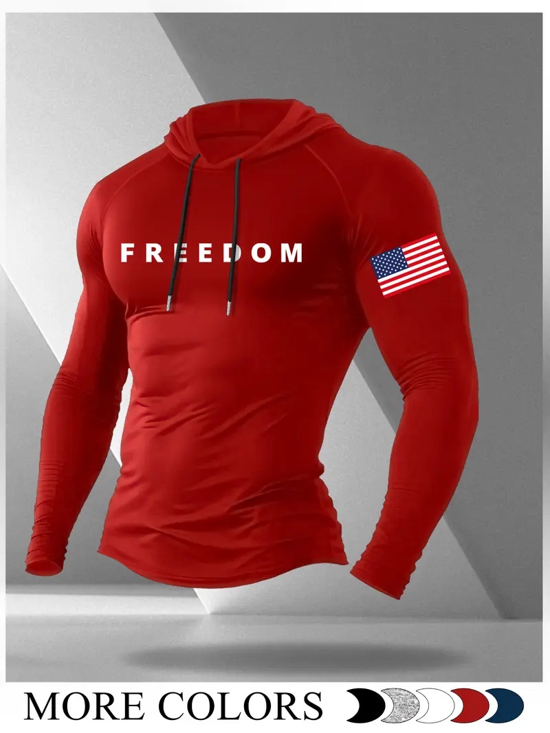 Men's Cartoon Print Long Sleeve Hooded T-Shirt