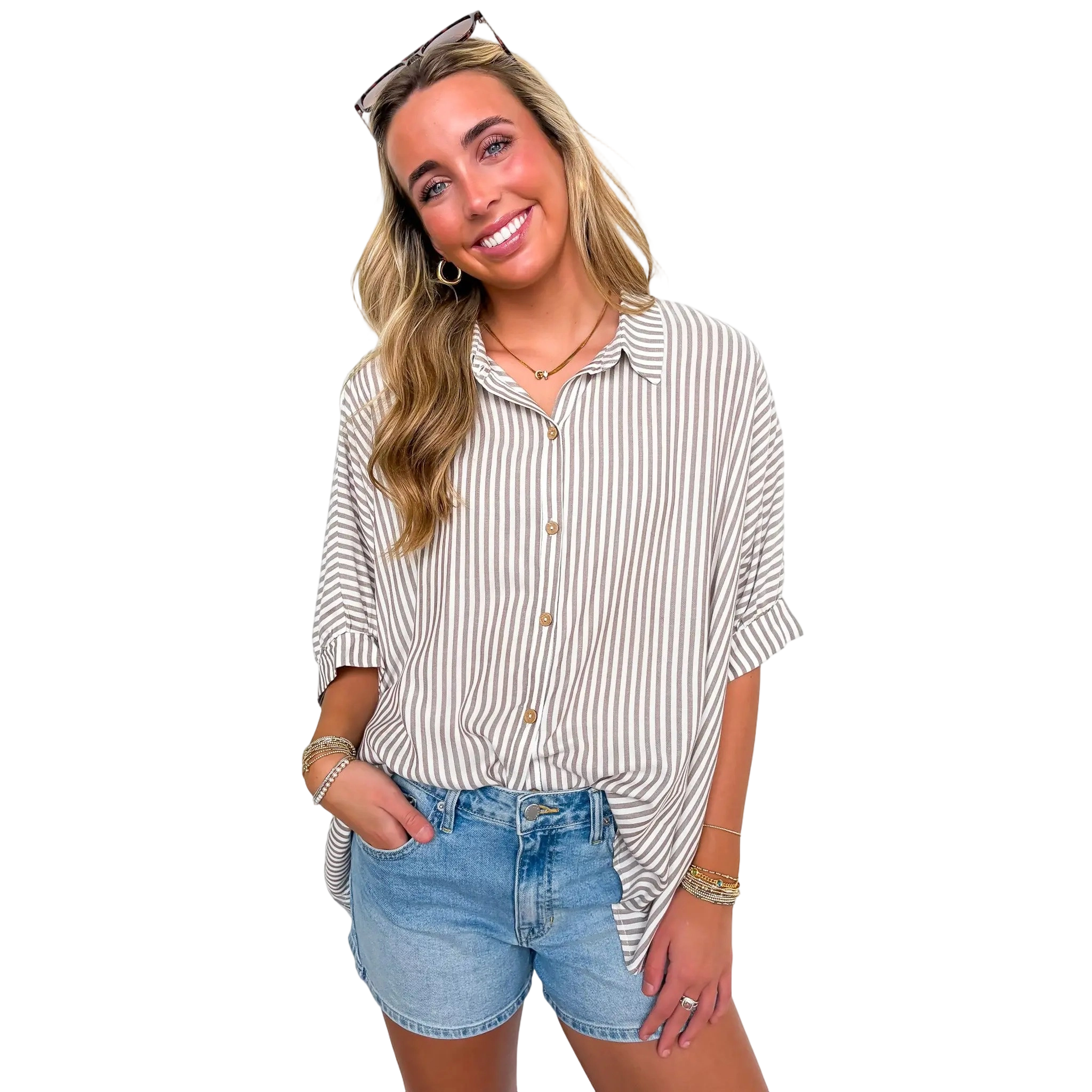 Classic Striped Relaxed-Fit Button-Down Shirt