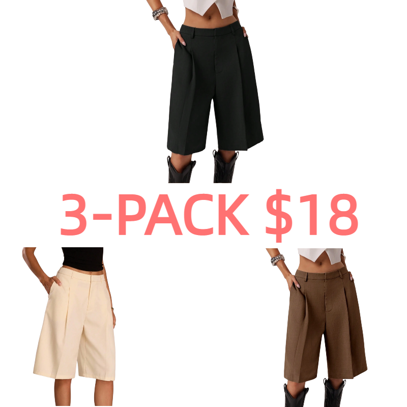 Women's Solid Color Simple Commuter Bermuda Shorts