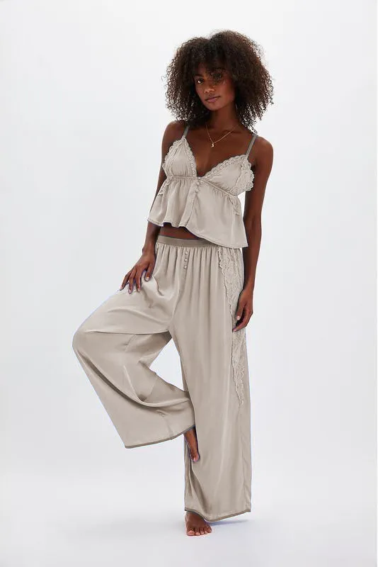 Women's Pajama Sets Lace Ruffled Cami Tops with Loose Pants