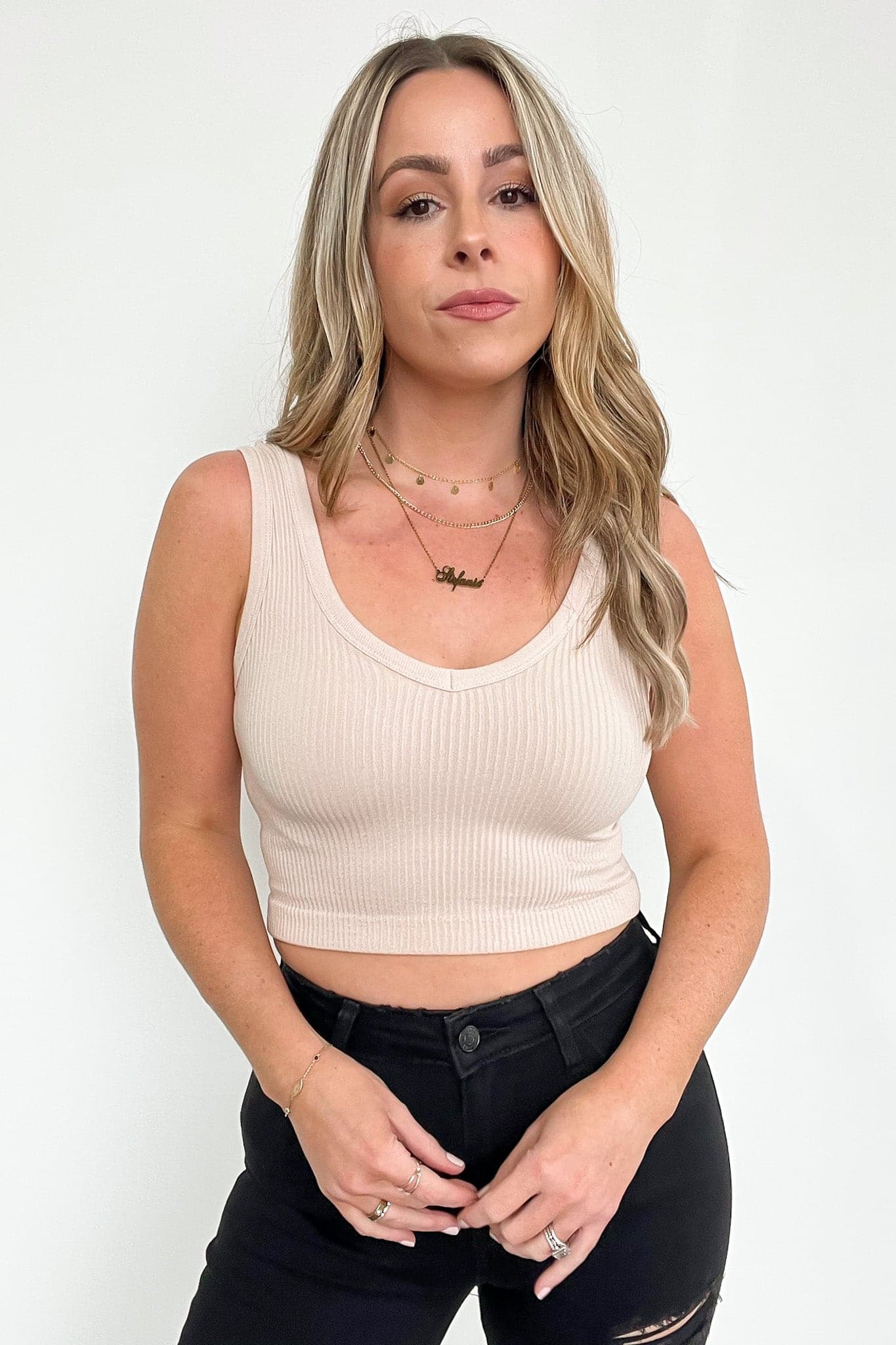 Ribbed Seamless Cropped Tank Bra Top