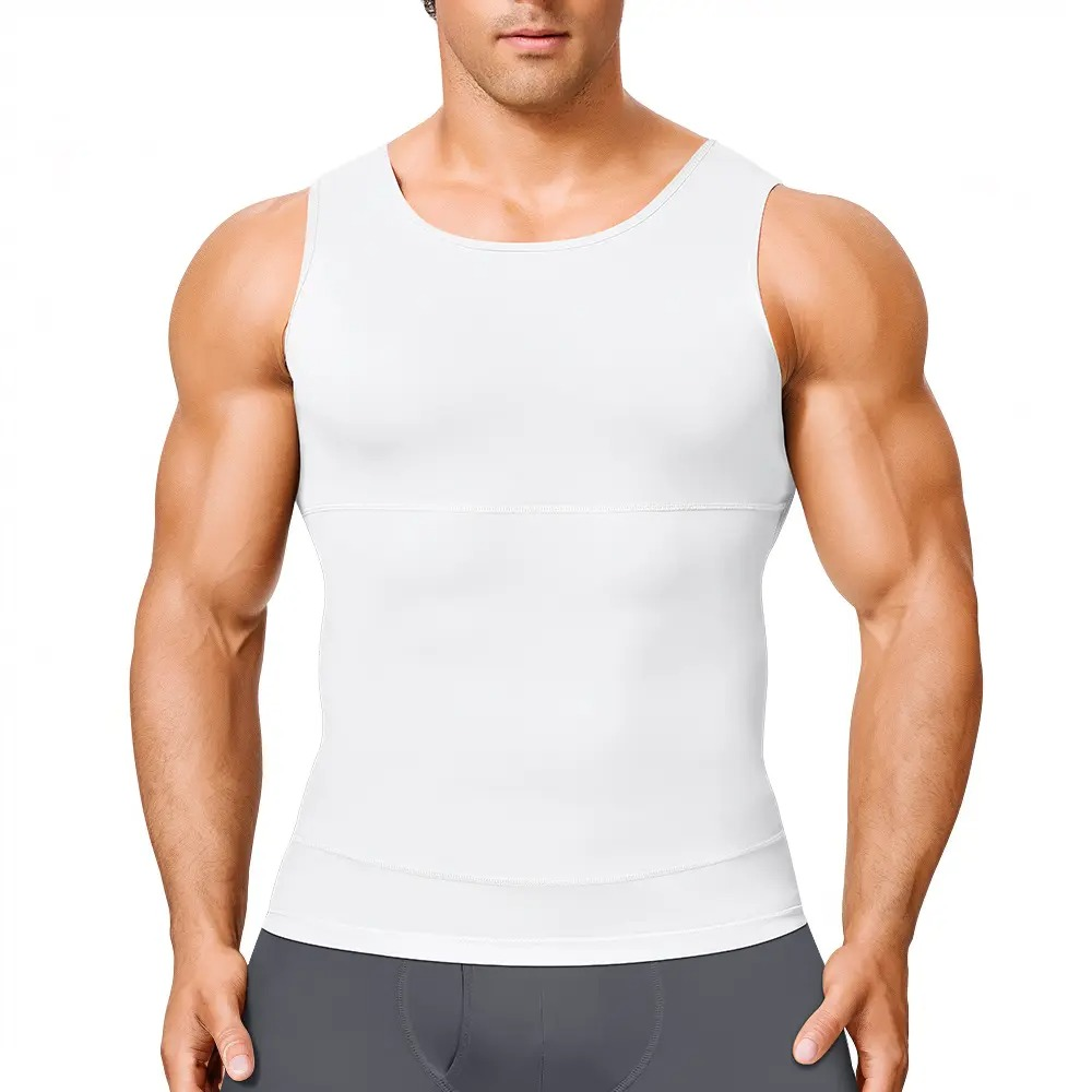 Men’s Silky Soft Compression Shapewear Tank, Slimming Body Shaper Vest with Waist & Chest Support