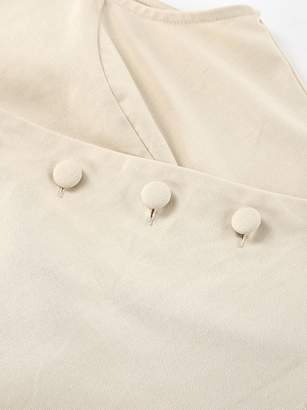 Solid Color Sleeveless Asymmetric Split-Joint  V-Neck Vest Tops +  Straight Leg Pants Suits Two Pieces Set