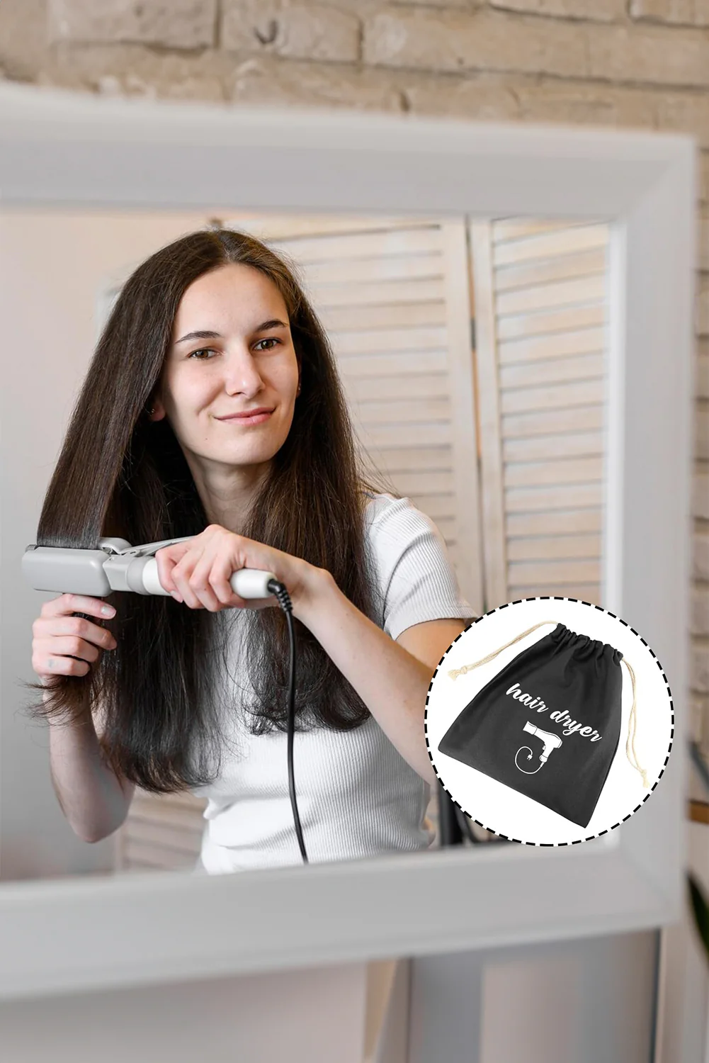 Black Canvas Drawstring Large Storage Bag