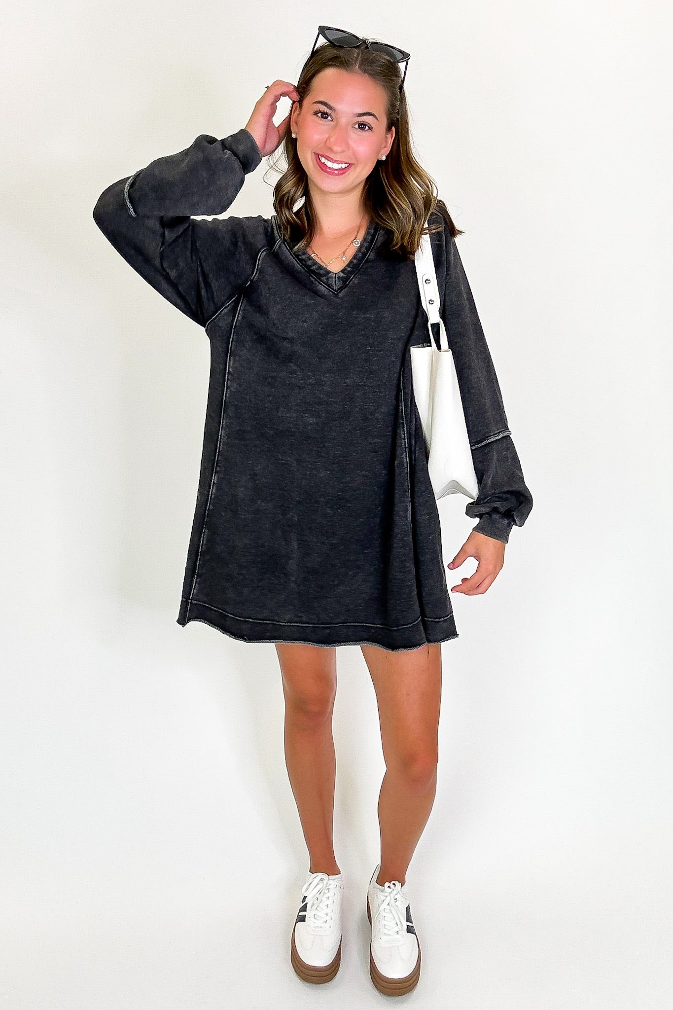 Mineral Washed Oversized A-Line Dress