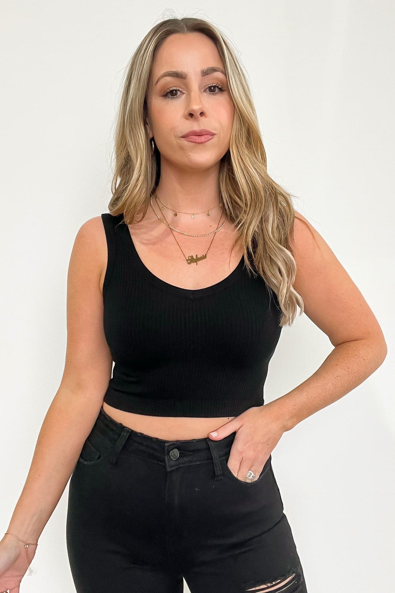 Ribbed Seamless Cropped Tank Bra Top