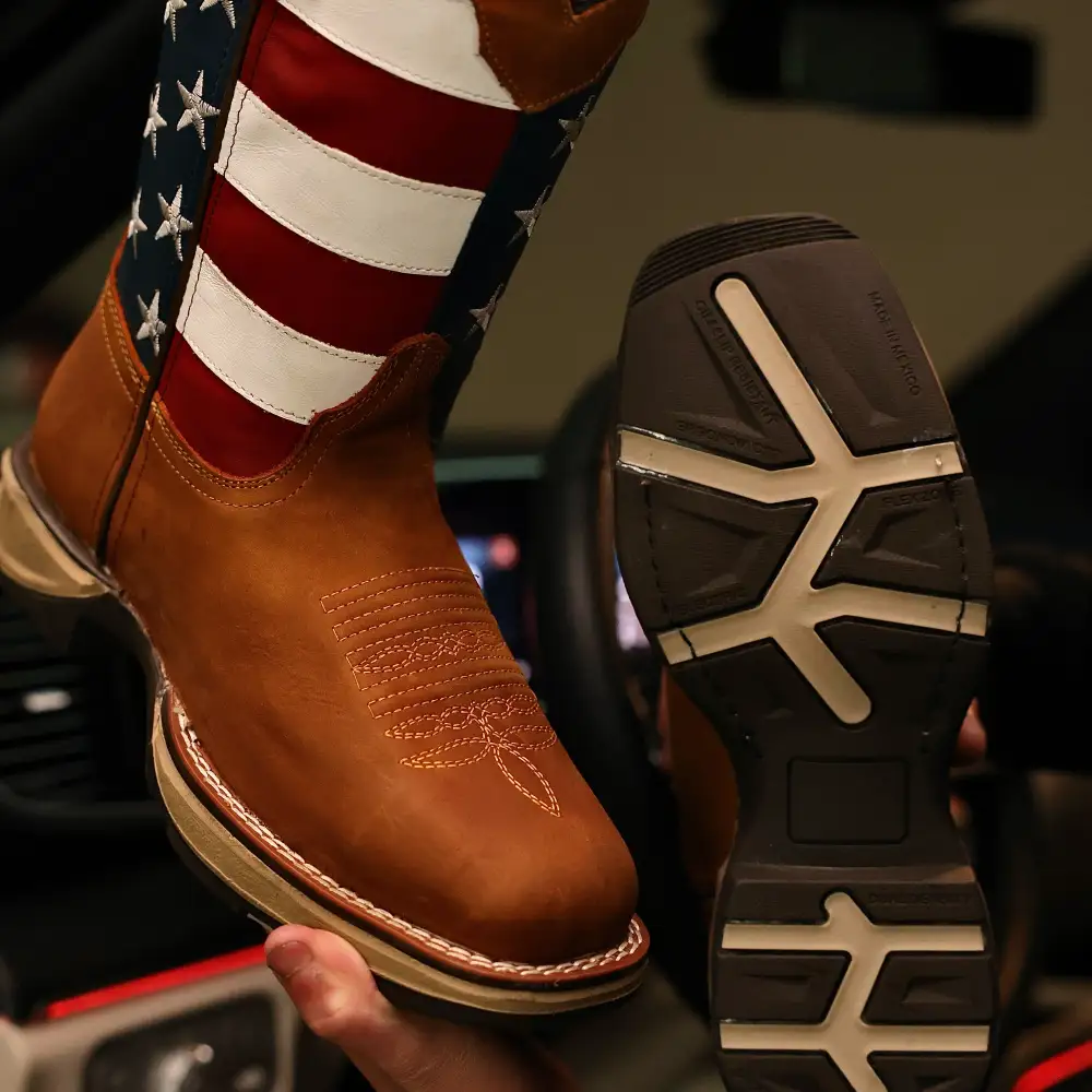 Honey USA Flag Leather Work Boots - Composite Toe