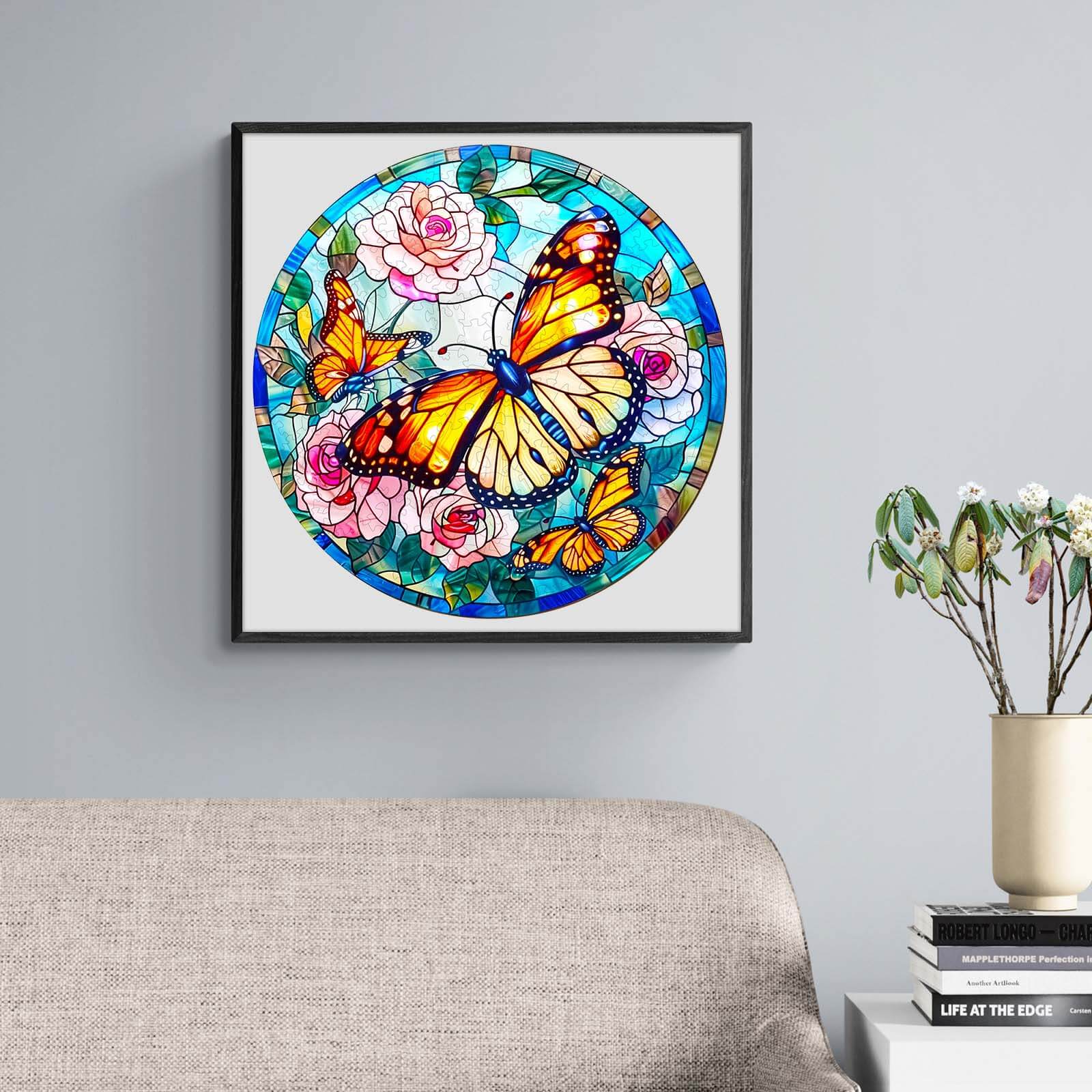Stained Glass Butterfly Wooden Jigsaw Puzzle