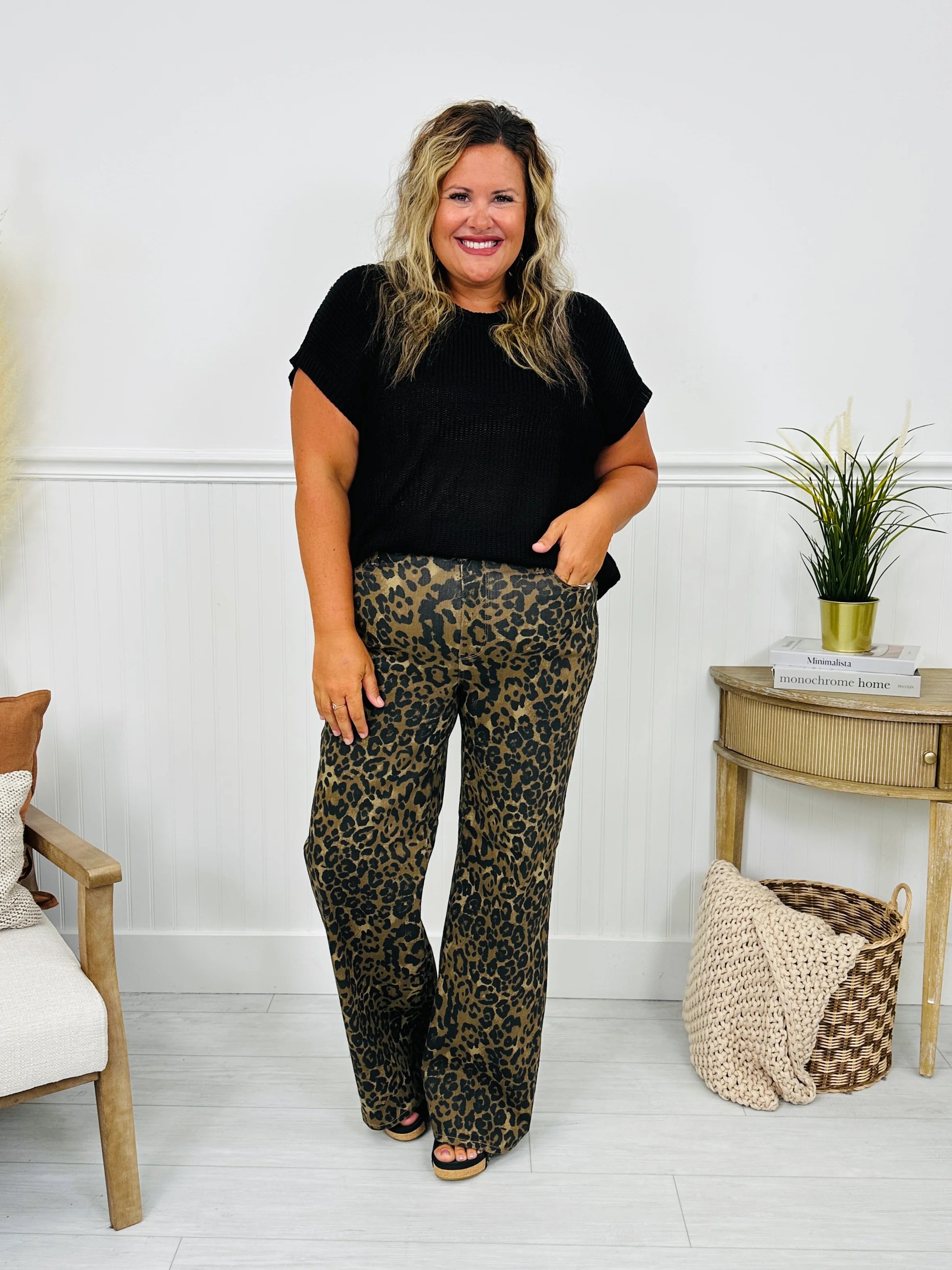 Judy Blue Walk On The Wild Side Retro Wide Leg Leopard Jeans