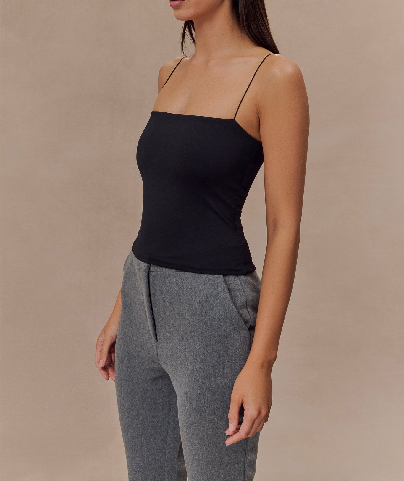 Black Longline Spaghetti Strap Top