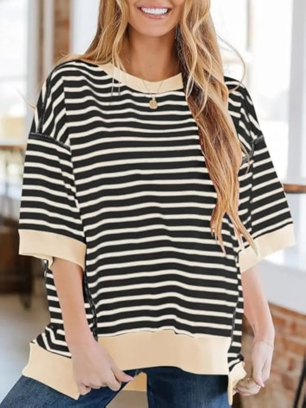 Womens Oversized Striped Color Block Tees (Just $3 Each!)
