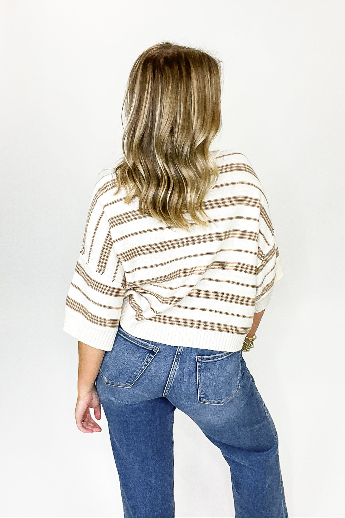 Luxe Line Striped 3/4 Knit Top