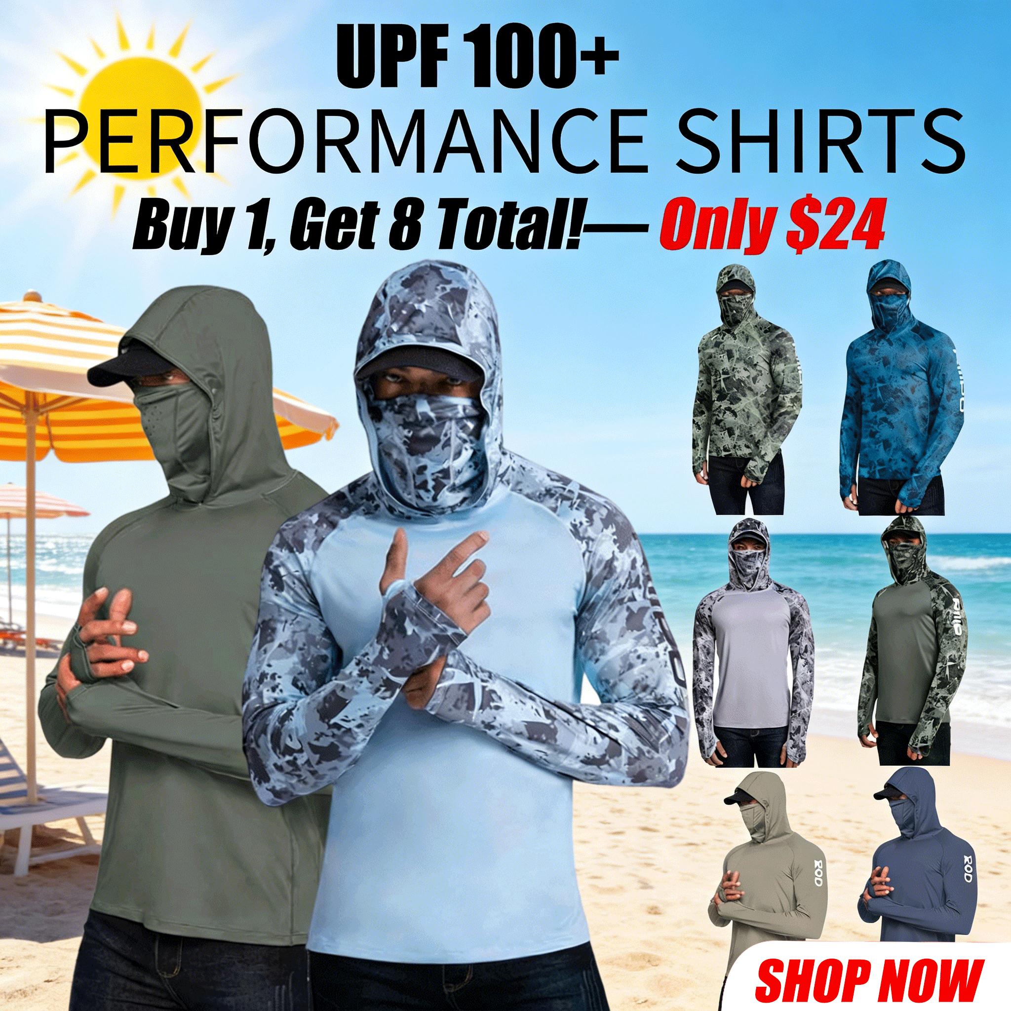 Men’s UPF 100 Sun Protection Hoodie with UV Detection