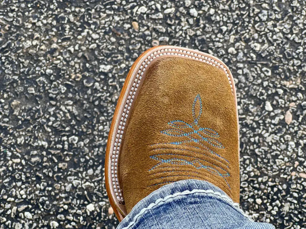 Men’s Honey Rough-Out Boots With Turquoise Shaft