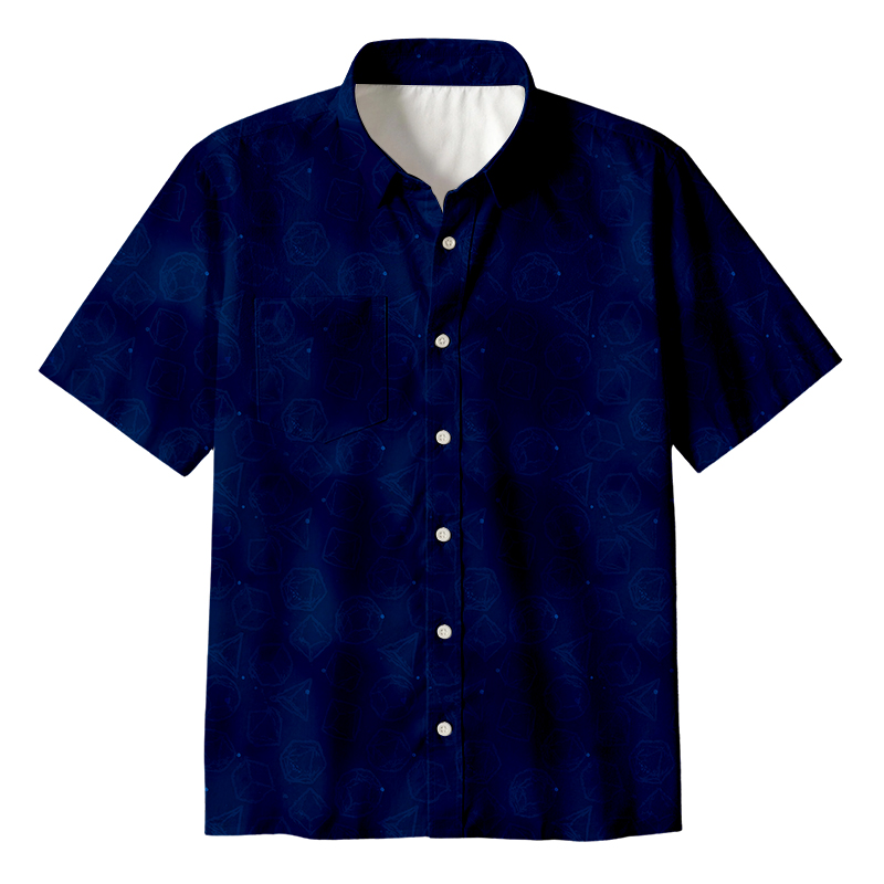 Space Rpg Dice Blue Button Up Pocket Shirt
