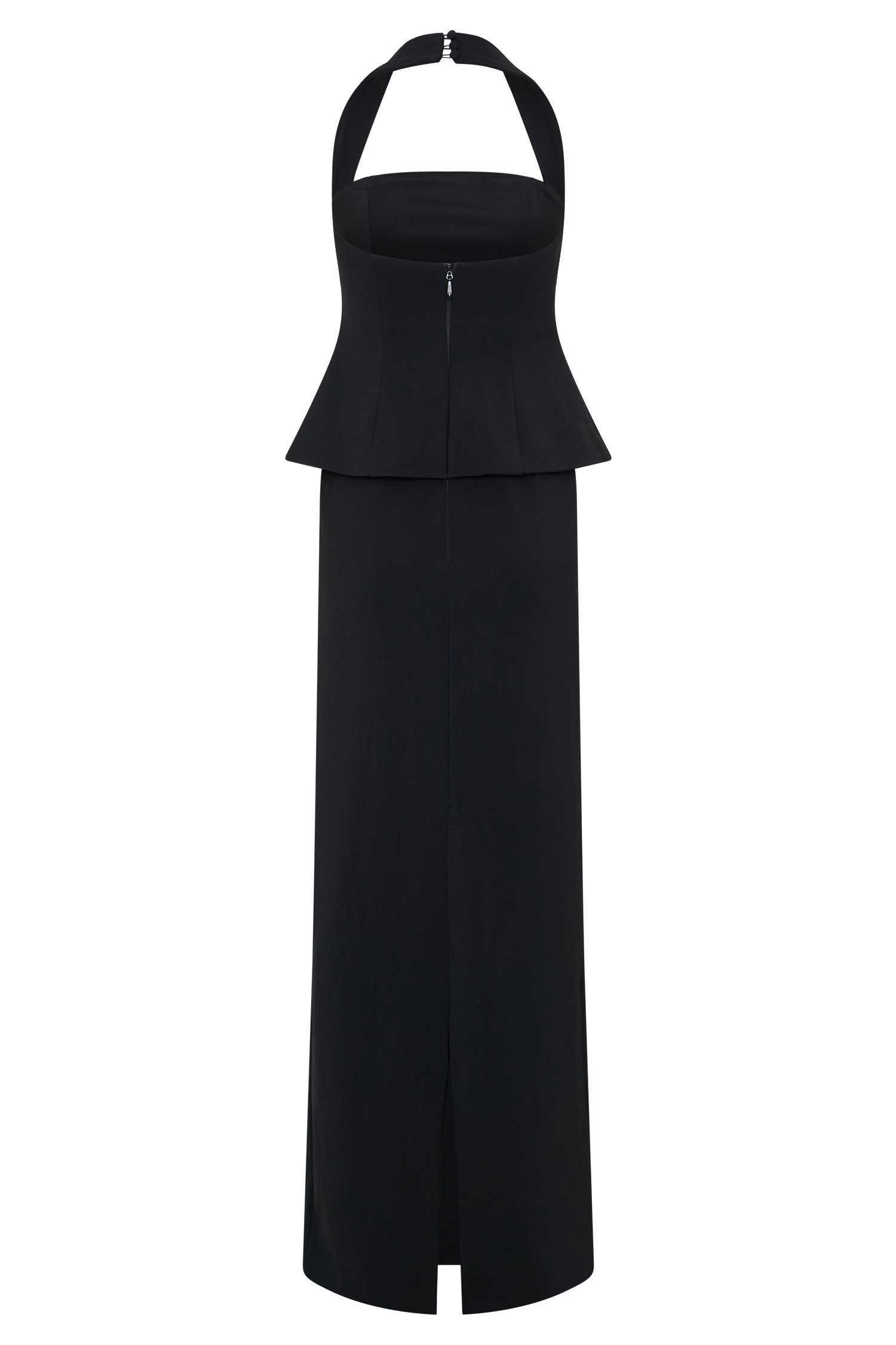 Black Peplum Halter Maxi Dress