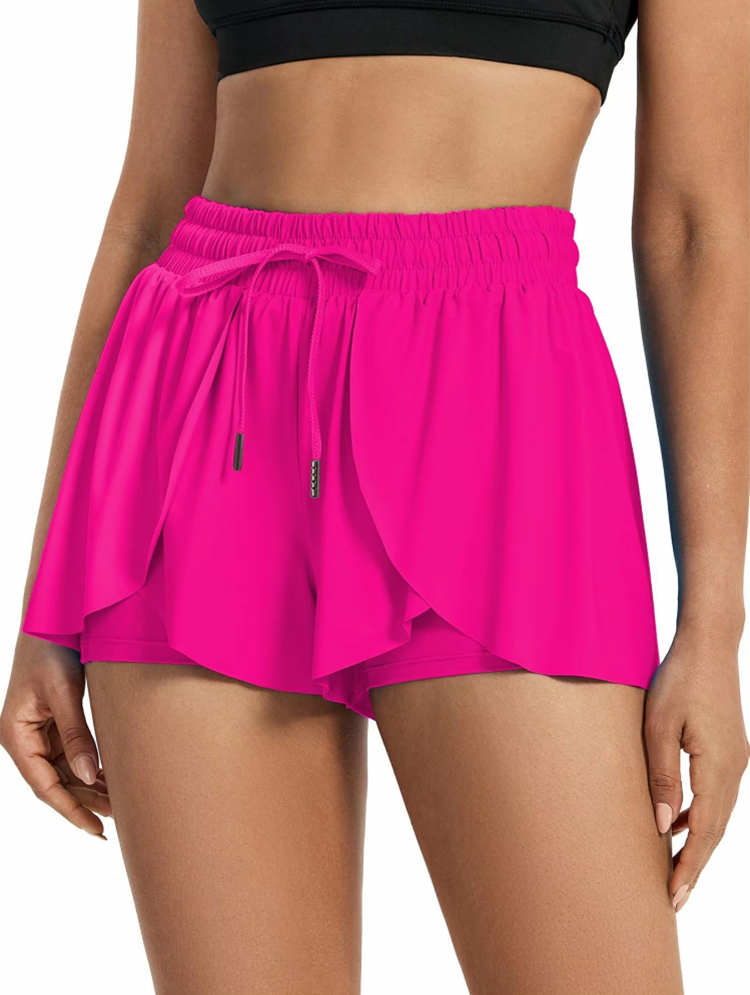 Women's 2-in-1 Drawstring Skorts, High-Waist Wrap Shorts for Gym & Daily Wear