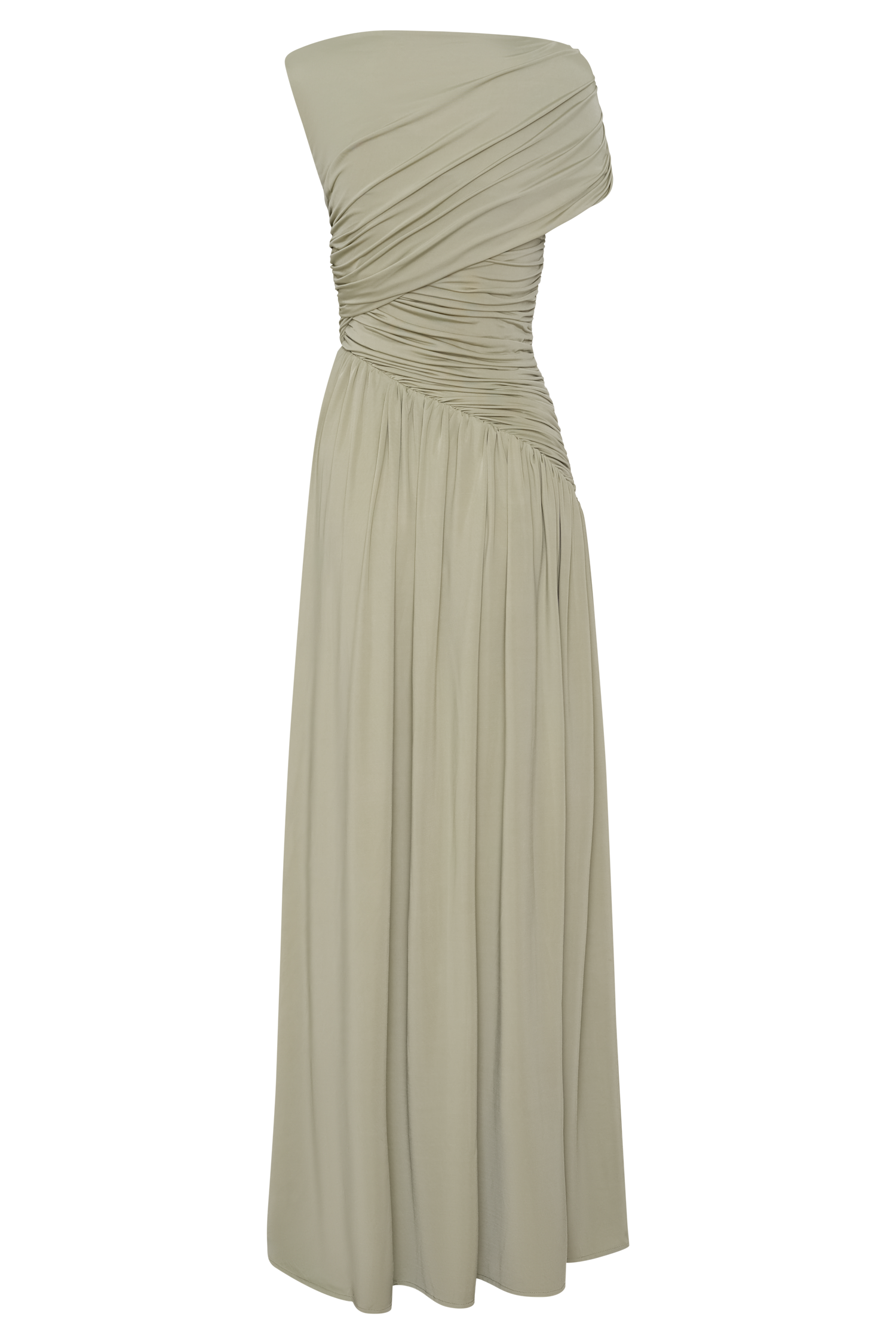 Sage Slinky Asymmetric Maxi Dress