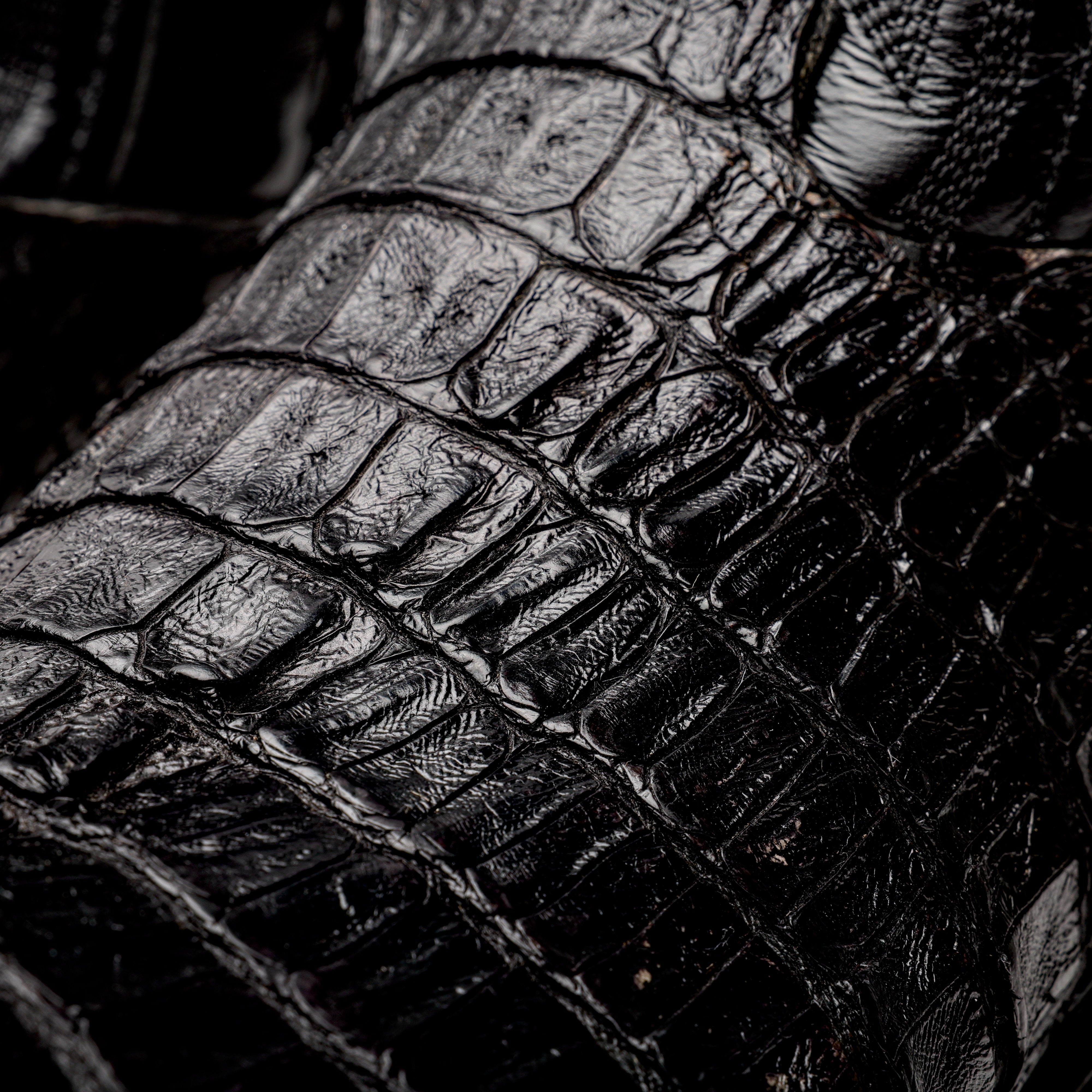 Black GENUINE Caiman Tail Boots - Round Toe