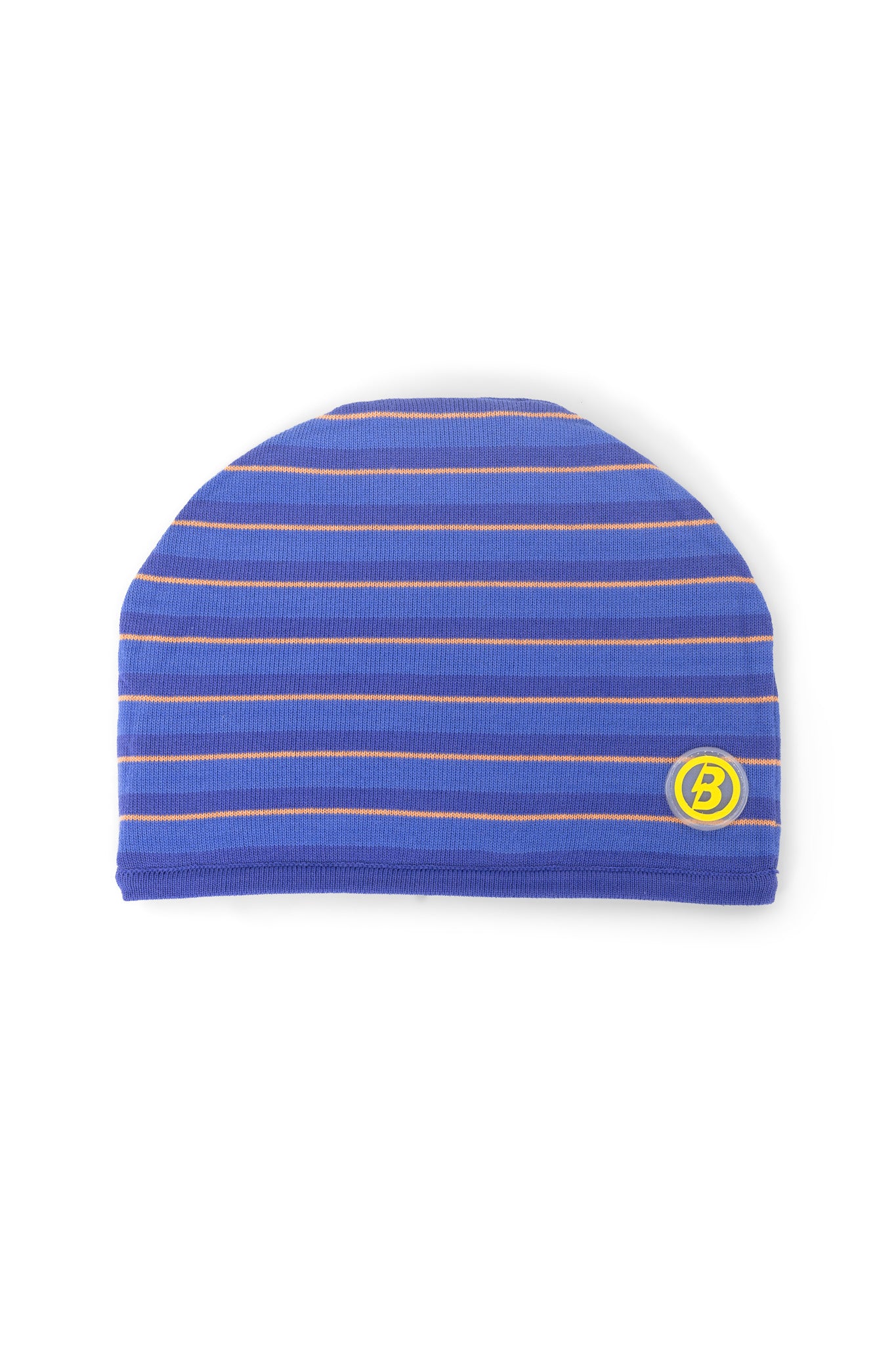 STRIPED KNIT BEANIE (PERIWINKLE/YELLOW)