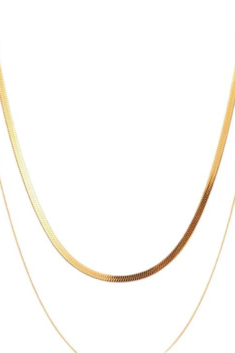 Gold Double Layer Clavicle Snake Chain Necklace