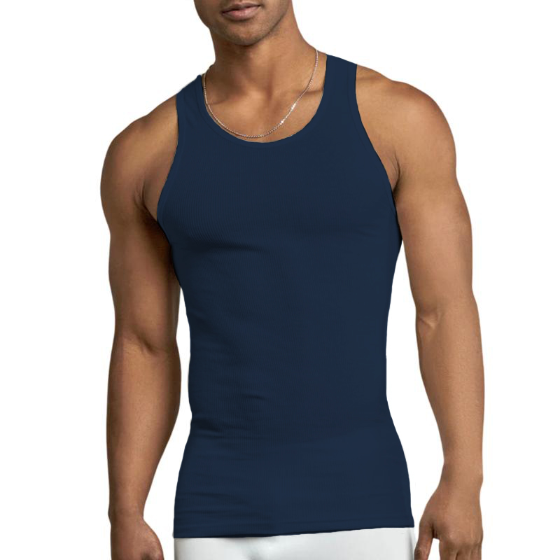 Men's Ribbed 100% Cotton A-Shirts – Breathable Sleeveless Undershirts for Workout, Casual Wear