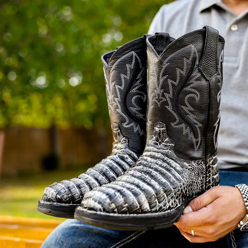 Desert Caiman Belly Leather Boots With 3D Lightweight Sole - Composite Toe