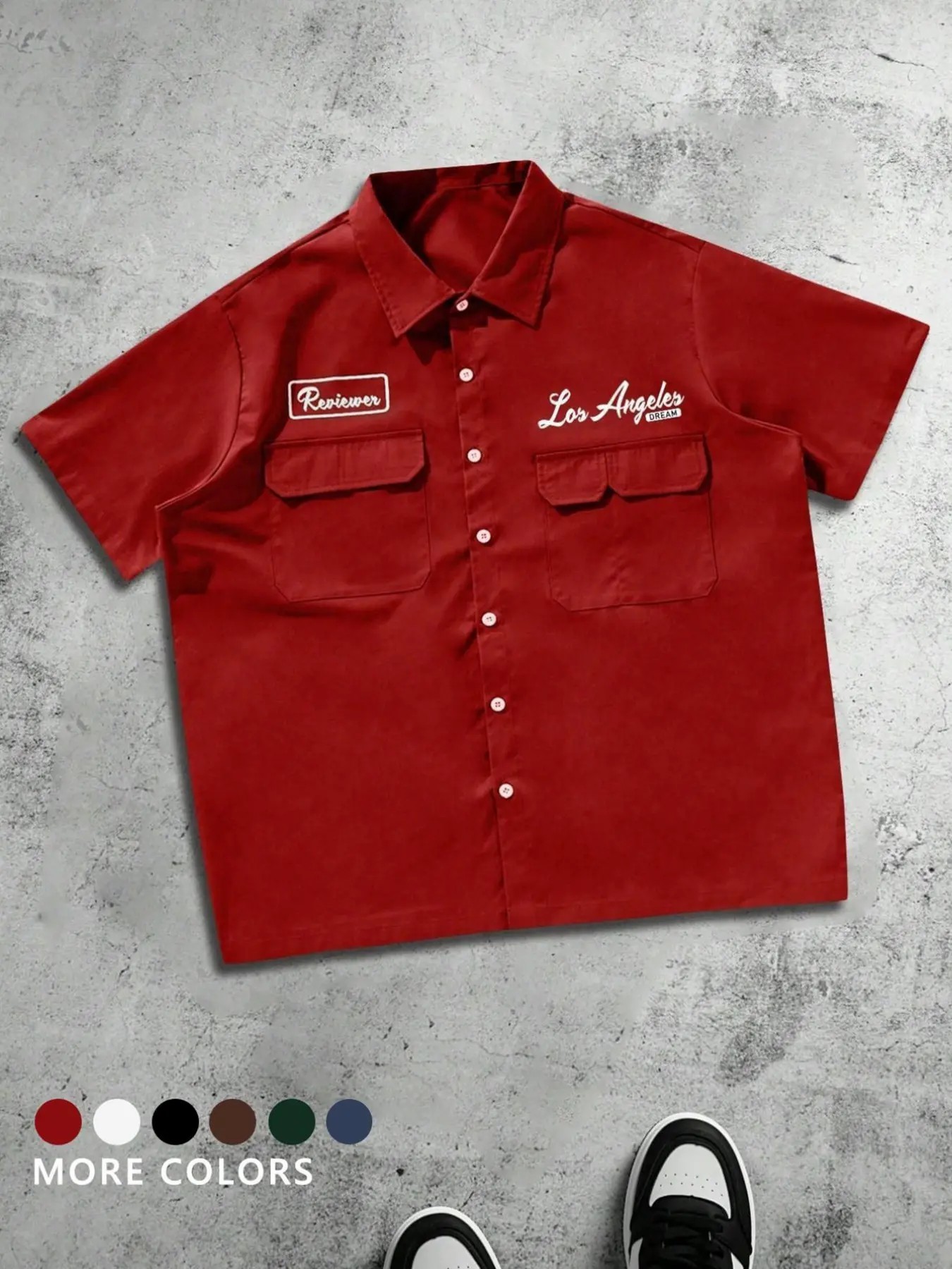 Men's Plus Size Casual Loose Fit Work Shirt