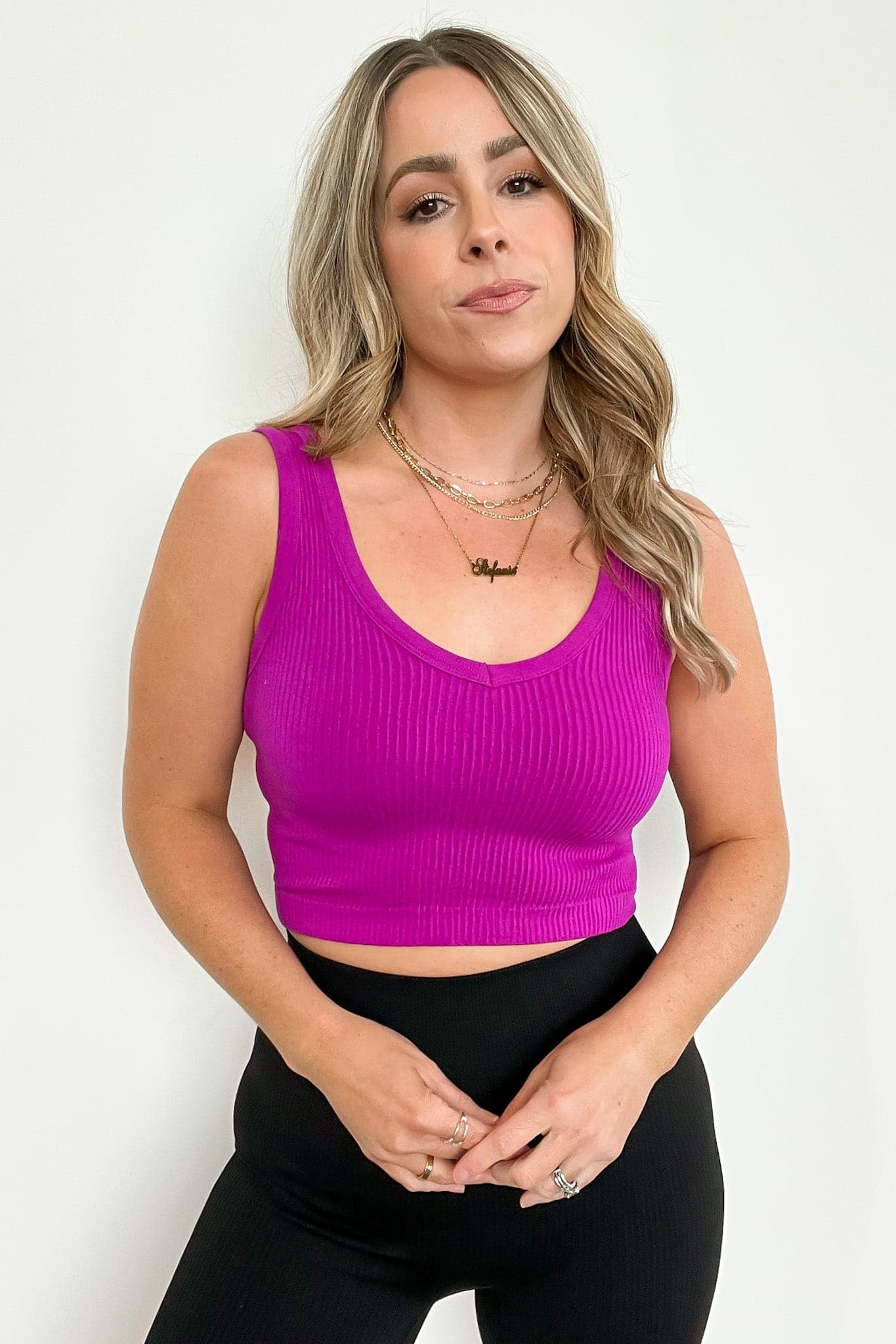Ribbed Seamless Cropped Tank Bra Top